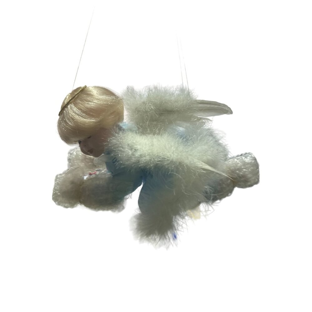 Cathy Collection limited edition Porcelain Baby Angel Hanging Cherub Blue